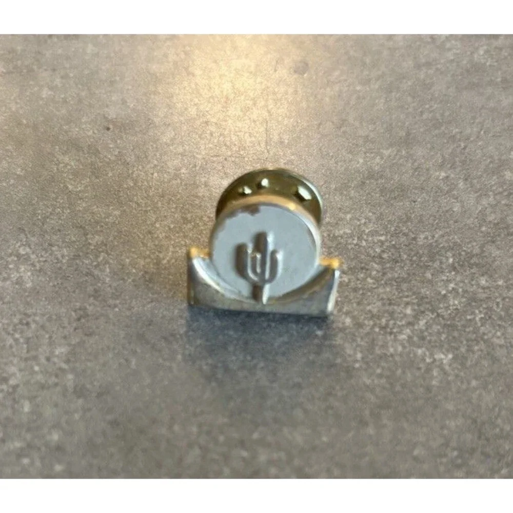 VTG Cactus in Front of a Sun Moon Gold Tone & White Backpack Hat Lapel Metal Pin